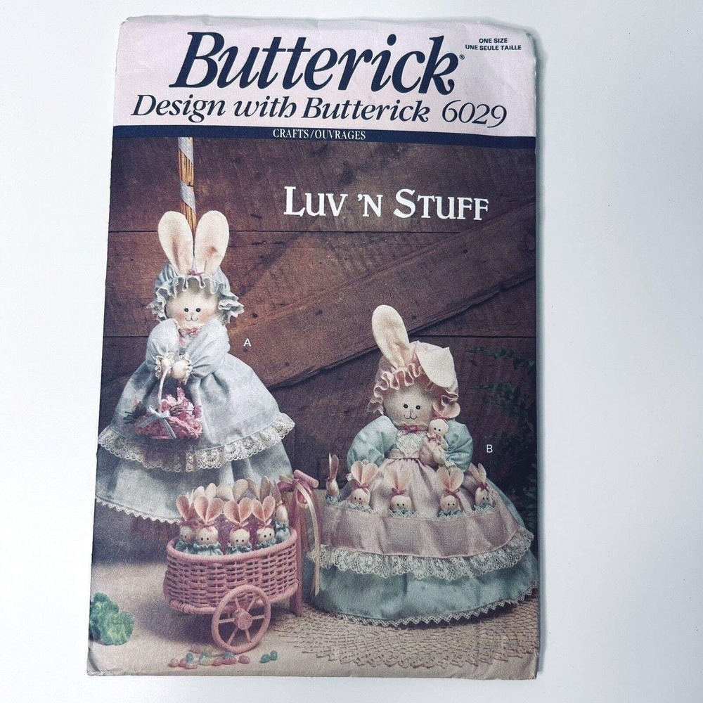 Butterick 6029 Bunny Covers 15" Rabbit 4‎ 1/2" Bunny Dolls Sewing Pattern UNCUT